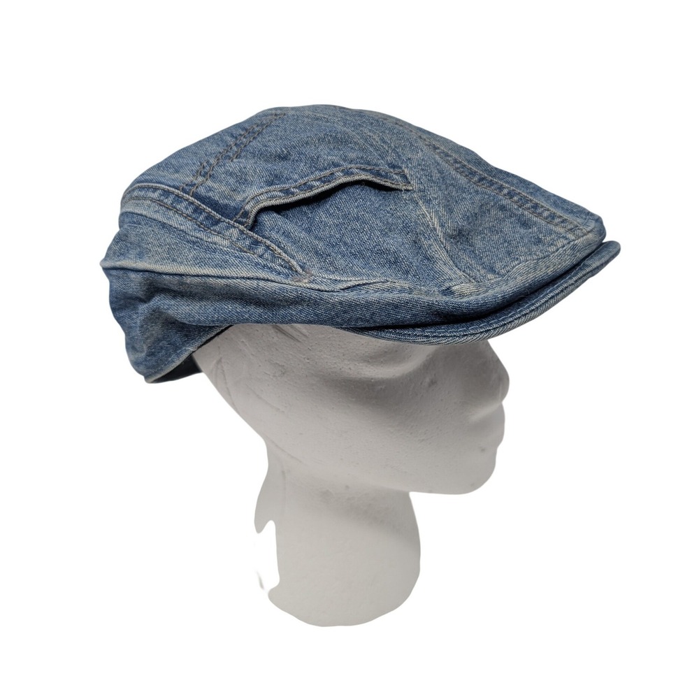 Vintage Broner Denim Flat Cap Newsboy Hat Cabbie Ivy Driver Hat Y2K 90s USA